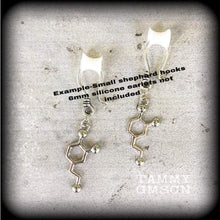 Load image into Gallery viewer, Dopamine molecule ear hangers 8 gauge 3mm 6 gauge 4 gauge 2 gauge 00 gauge ear weights Tunnel earrings Tunnel dangles Plug dangles Gauges 0g