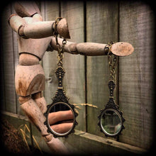 Load image into Gallery viewer, Fairy Tale earrings, Mirror weights, Princess ear hangers, Tunnel dangles, Dangle plugs, Hanging gauges, Gauged earrings, Plug dangles, 0g