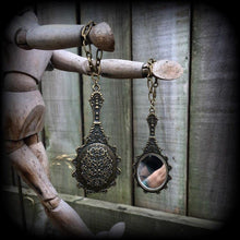 Load image into Gallery viewer, Fairy Tale earrings, Mirror weights, Princess ear hangers, Tunnel dangles, Dangle plugs, Hanging gauges, Gauged earrings, Plug dangles, 0g