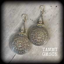 Load image into Gallery viewer, Artemis earrings Goddess jewelry Dangle earrings Boho jewelry Shield maiden 8g Plug earrings 6g Ear weights 0g Tunnel dangles Plug dangles