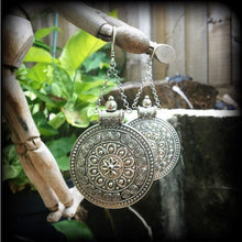 Load image into Gallery viewer, Artemis earrings Goddess jewelry Dangle earrings Boho jewelry Shield maiden 8g Plug earrings 6g Ear weights 0g Tunnel dangles Plug dangles