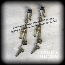 Load image into Gallery viewer, Mannequin earrings, Seamstress earrings, Dress making, Dress form, Craft jewelry, Scissor earrings, Sewing, Tunnel earrings, Plug earrings