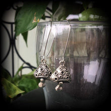 Load image into Gallery viewer, Mushroom earrings Fungus Fungi Shroom earrings Psychedelic jewelry Blue meanies Alice in Wonderland Plug dangles Tunnel dangles 3mm Gauges