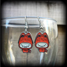 Load image into Gallery viewer, Kawaii earrings, Lobster earrings, Tunnel earrings, Kawaii jewelry, Japanese earrings, Plug earrings, Hello Kitty, Sanrio, Tunnel dangles