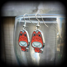 Load image into Gallery viewer, Kawaii earrings, Lobster earrings, Tunnel earrings, Kawaii jewelry, Japanese earrings, Plug earrings, Hello Kitty, Sanrio, Tunnel dangles