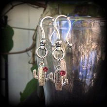 Load image into Gallery viewer, Cactus ear hanger 6mm Earrings for stretched ears 2 gauge 4 gauge 6 gauge 8 gauge Tunnel dangles Plug dangles Hanging gauge Gauged earrings