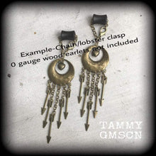 Load image into Gallery viewer, Arrow earrings Heart earrings Dangle earrings Statement earrings Plug dangles Artemis earrings Boho earrings Gauged earrings Pierced ears