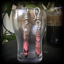 Load image into Gallery viewer, 2 gauge 6mm Rhodonite tunnel dangles, Gemstone ear hangers Plug dangles Gauged earrings Hanging gauges Ear weights, Plug weights 2g 0g 00g