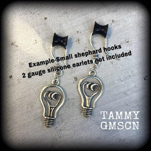 Load image into Gallery viewer, Light bulb earrings, Electricity earrings, Edison, Tesla earrings, Science jewellery, Tunnel earrings, Plug earrings, Nerd earrings