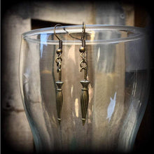 Load image into Gallery viewer, Umbrella earrings, Mary Poppins earrings, Rainy day earrings, Cute earrings, Tunnel earrings, Pierced ears, Plug dangles, Gauged earrings