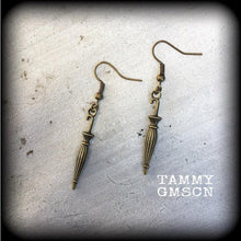 Load image into Gallery viewer, Umbrella earrings, Mary Poppins earrings, Rainy day earrings, Cute earrings, Tunnel earrings, Pierced ears, Plug dangles, Gauged earrings