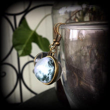Load image into Gallery viewer, Bronze Moon earrings Full moon earrings Moon goddess earrings Pagan earrings Witchy earrings Moon jewelry Tunnel earrings Plug earrings