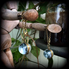 Load image into Gallery viewer, 4mm plug dangles 6mm tunnel earrings 8mm 4 gauge 2 guage Ear weights Bronze moon Ear weights Hanging gauges Plug dangles Moon jewelry Gauges