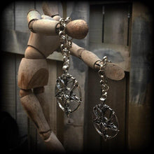 Load image into Gallery viewer, 00 gauge weights Baphomet ear weights 14mm ear hangers 10mm tunnel dangles Gauged earrings for stretched lobes Plug dangles 16mm 14mm gauges