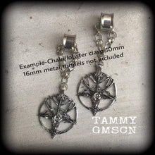 Load image into Gallery viewer, 00 gauge weights Baphomet ear weights 14mm ear hangers 10mm tunnel dangles Gauged earrings for stretched lobes Plug dangles 16mm 14mm gauges
