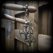 Load image into Gallery viewer, 00 gauge weights Baphomet ear weights 14mm ear hangers 10mm tunnel dangles Gauged earrings for stretched lobes Plug dangles 16mm 14mm gauges