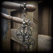 Load image into Gallery viewer, 00 gauge weights Baphomet ear weights 14mm ear hangers 10mm tunnel dangles Gauged earrings for stretched lobes Plug dangles 16mm 14mm gauges