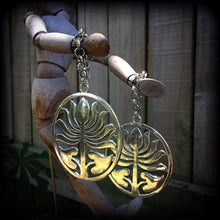 Load image into Gallery viewer, 00 gauge 10mm ear weights 0 gauge tunnel dangles Lotus ear weights 2 gauge ear hangers 4 gauge plug dangles Hanging gauges Gauged earrings