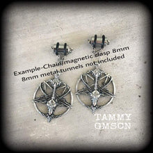 Load image into Gallery viewer, 2 gauge ear weights 6mm gauged earrings Baphomet Pentagram ear 0 gauge hangers Gauged earrings Plug dangles Tunnel dangles Hanging gauges