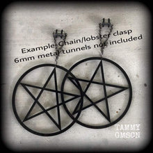 Load image into Gallery viewer, 3mm tunnel dangles 0 gauge 00 gauge 2 gauge Pentagram ear weights Ear hangers 4mm tunnel earrings Plug dangles Gauges Tapers Hanging gauges