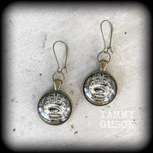 Load image into Gallery viewer, Ouija earrings Occult earrings Sigil earrings Esoteric earrings Clairvoyant jewelry Witchy earrings Chiromancy Tunnel dangles Plug gauges 2g