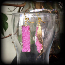 Load image into Gallery viewer, 8 gauge, 6 gauge, 4 gauge, 00 gauge, Druzy ear hangers, Quartz ear weights, Tunnel dangles, Hanging gauges, Gauged earrings 00g 0g 2g 4g 6g