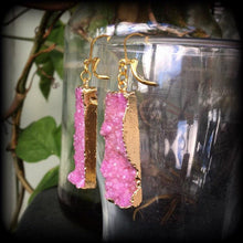 Load image into Gallery viewer, 8 gauge, 6 gauge, 4 gauge, 00 gauge, Druzy ear hangers, Quartz ear weights, Tunnel dangles, Hanging gauges, Gauged earrings 00g 0g 2g 4g 6g