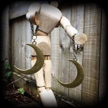 Load image into Gallery viewer, 8gauge 6g 4g 2g 0g Crescent Moon ear hangers Moon Ear weights 00g Plug dangles Hanging gauges Gauged earrings Esoteric Gauges Tunnel dangles