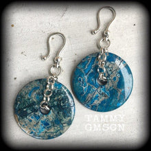 Load image into Gallery viewer, Jasper ear weights, Sea sediment jasper, 2 gauge weights, 4 gauge, 6 gauge, Tunnel dangles, Hanging gauges, Ear hangers, Gauged earrings 00g