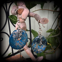 Load image into Gallery viewer, Jasper ear weights, Sea sediment jasper, 2 gauge weights, 4 gauge, 6 gauge, Tunnel dangles, Hanging gauges, Ear hangers, Gauged earrings 00g