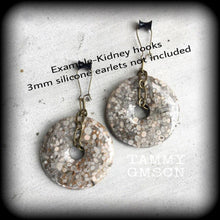 Load image into Gallery viewer, 8mm 6mm 4mm Ear weights, Stone ear hangers, 2 gauge, 0 gauge, Fossil, Ear hangers, Plug dangles, Hanging gauges, Earrings for stretched ears