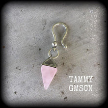 Load image into Gallery viewer, Rose quartz earring, Crystal earring, Single earring, Plug earring, Tunnel earring, Quartz jewelry, Single ear weight, Single ear hanger