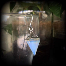 Load image into Gallery viewer, Single Opalite earring, Moonstone earring, Single ear hanger, Single ear weight, Single dangle earring, Single tunnel earring, One earring
