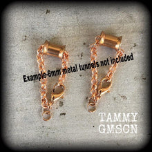 Load image into Gallery viewer, DIY Chain and Lobster Clasp, 2 gauge, 0 gauge, 5mm, 4 gauge, Stretched ears, Boho rose gold Chain and Lobster Clasp, Ear hanger, Tunnel dang