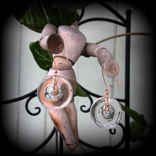 Load image into Gallery viewer, Quartz earrings, Crystal earrings, Clear quartz, Donut earrings, Dangle earrings, Plug earrings, Tunnel earrings, Quartz jewelry, 8 gauge