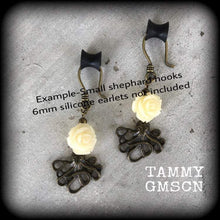 Load image into Gallery viewer, Octopus earring Rose earrings Nautical earrings Plug earrings for gauged ears Steampunk jewelry Tunnel earrings Octopus jewelry Ear hangers