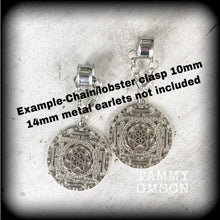 Load image into Gallery viewer, Chakra earrings, Flower of Life earrings, Sacred Geometry, Geometric jewelry, Fractal earrings, Seed of life jewelry, Tunnel earrings 8g 6g