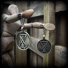 Load image into Gallery viewer, Sigil earrings, Sigil jewelry, Talisman, Sigil of Lucifer, Church of Satan, Occult jewelry, Esoteric earrings, Plug earrings Tunnel earrings