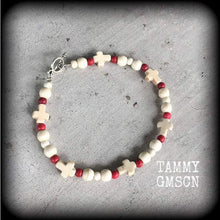 Load image into Gallery viewer, Halloween bracelet Los Muertos bracelet Voodoo bracelet Inverted cross bracelet Marie Laveau bracelet Loa jewelry Santeria Haitian bracelet