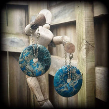 Load image into Gallery viewer, 4mm weights, 6 gauge ear weights, Sea sediment jasper, Stone ear hangers, Tunnel dangles, Hanging gauges, Plug dangles, Gauged earrings 00g