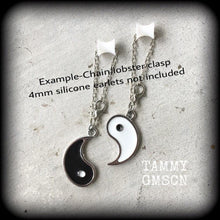 Load image into Gallery viewer, Yin Yang earrings, Chakra earrings, Zen jewelry, Tunnel earrings, Yoga earrings, Plug earrings, Meditation jewelry, Meditation earrings