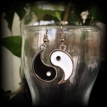 Load image into Gallery viewer, Yin Yang earrings, Chakra earrings, Zen jewelry, Tunnel earrings, Yoga earrings, Plug earrings, Meditation jewelry, Meditation earrings