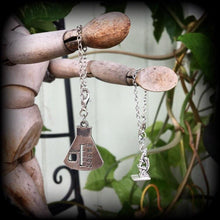 Load image into Gallery viewer, Science ear hangers, Geek gifts, Tunnel earrings, 2g, 0g, 00g, Gifts for nerds, Plug earrings, Microscope, Beaker, Science, Chemistry, Gauge