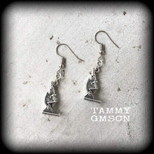 Load image into Gallery viewer, Geek earrings Science lab earrings Plug earrings Microscope earrings Science earrings Tunnel earrings Science jewelry Chemistry earrings