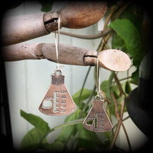 Load image into Gallery viewer, Beaker earrings Geek earrings 3mm Plug earrings Microscope earrings Science earrings Science jewelry Gifts for nerds Chemistry earrings Plug