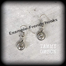 Load image into Gallery viewer, Yin Yang earrings, Chakra earrings, Zen earrings, Plug earrings, Yoga earrings, Witchy earrings, Pagan earrings, Meditation earrings, Gauges