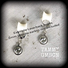 Load image into Gallery viewer, Yin Yang earrings, Chakra earrings, Zen earrings, Plug earrings, Yoga earrings, Witchy earrings, Pagan earrings, Meditation earrings, Gauges