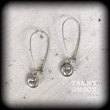 Load image into Gallery viewer, Yin Yang earrings, Chakra earrings, Zen earrings, Plug earrings, Yoga earrings, Witchy earrings, Pagan earrings, Meditation earrings, Gauges