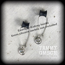 Load image into Gallery viewer, Yin Yang earrings, Chakra earrings, Zen earrings, Plug earrings, Yoga earrings, Witchy earrings, Pagan earrings, Meditation earrings, Gauges
