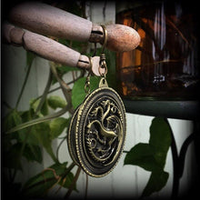 Load image into Gallery viewer, Targaryen, Game of Thrones, Ear hangers, Dragon, Ear weights, Dragon jewelry, Valyrian jewelry, Fire and Blood, Plug dangles, Hanging gauges
